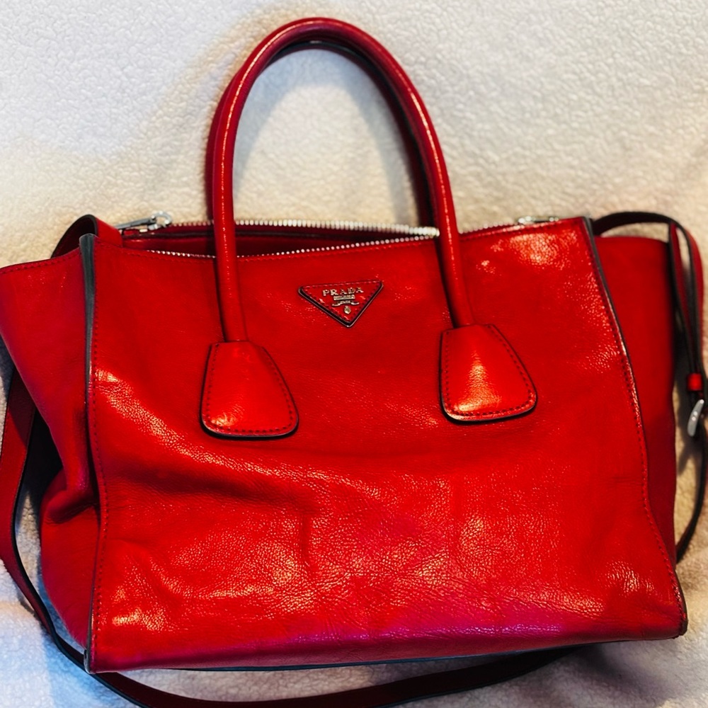 Prada Red Leather Shoulder Bag 
Pre owned but in very good condition